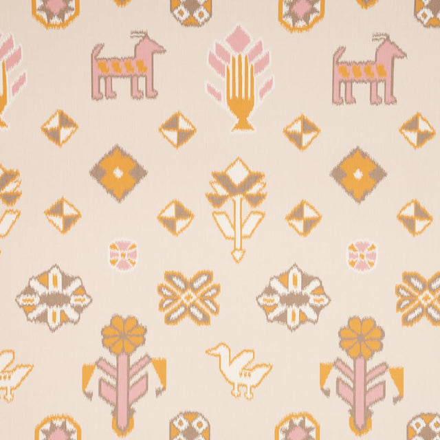 Schumacher Chuska Warp Print Pink & Orange Wallpaper