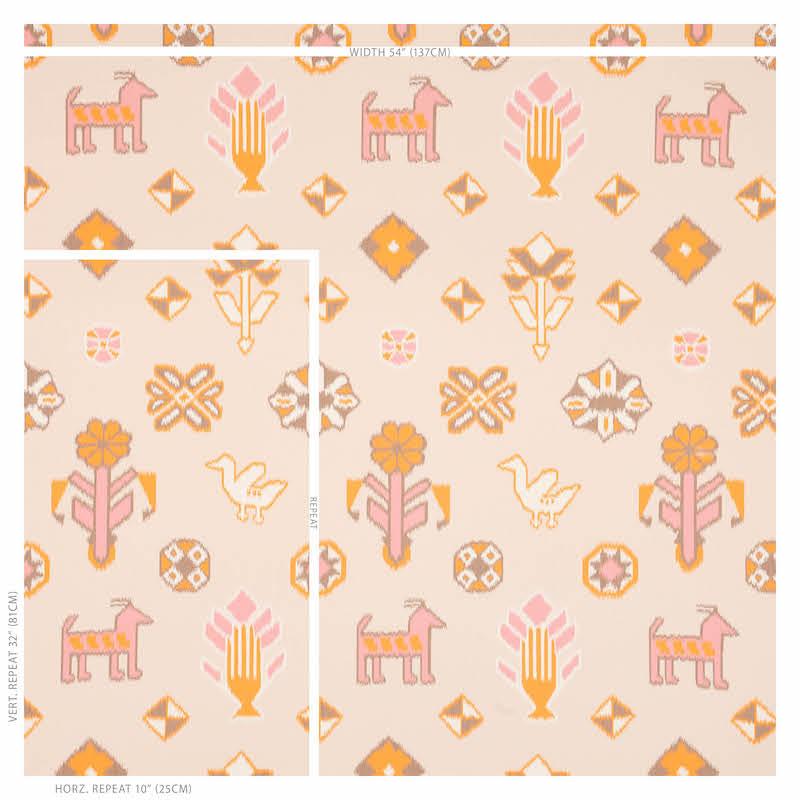 Schumacher Chuska Warp Print Pink & Orange Wallpaper