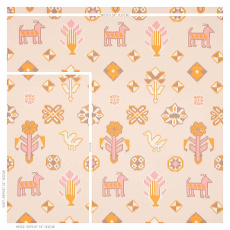 Schumacher Chuska Warp Print Pink & Orange Wallpaper