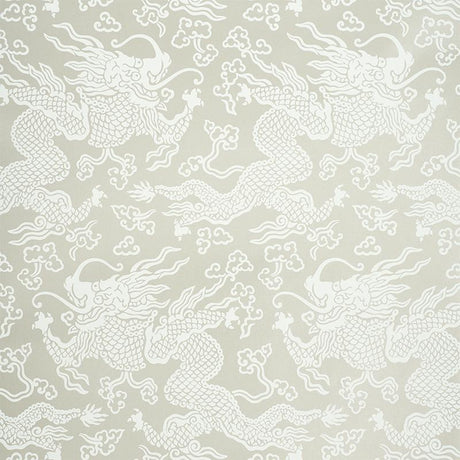 Schumacher Ruan Dragon Damask Warm Silver Wallpaper