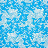 Schumacher Ruan Dragon Damask Blue Wallpaper