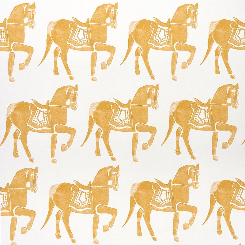Schumacher Marwari Horse Mustard Wallpaper