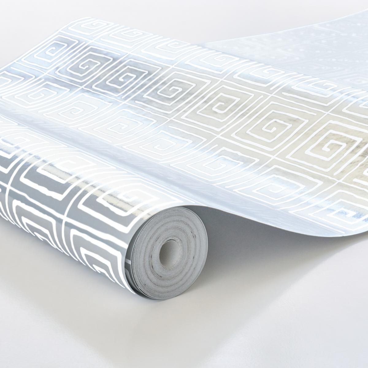 Schumacher Trousdale Metallic Platinum Blanc Wallpaper