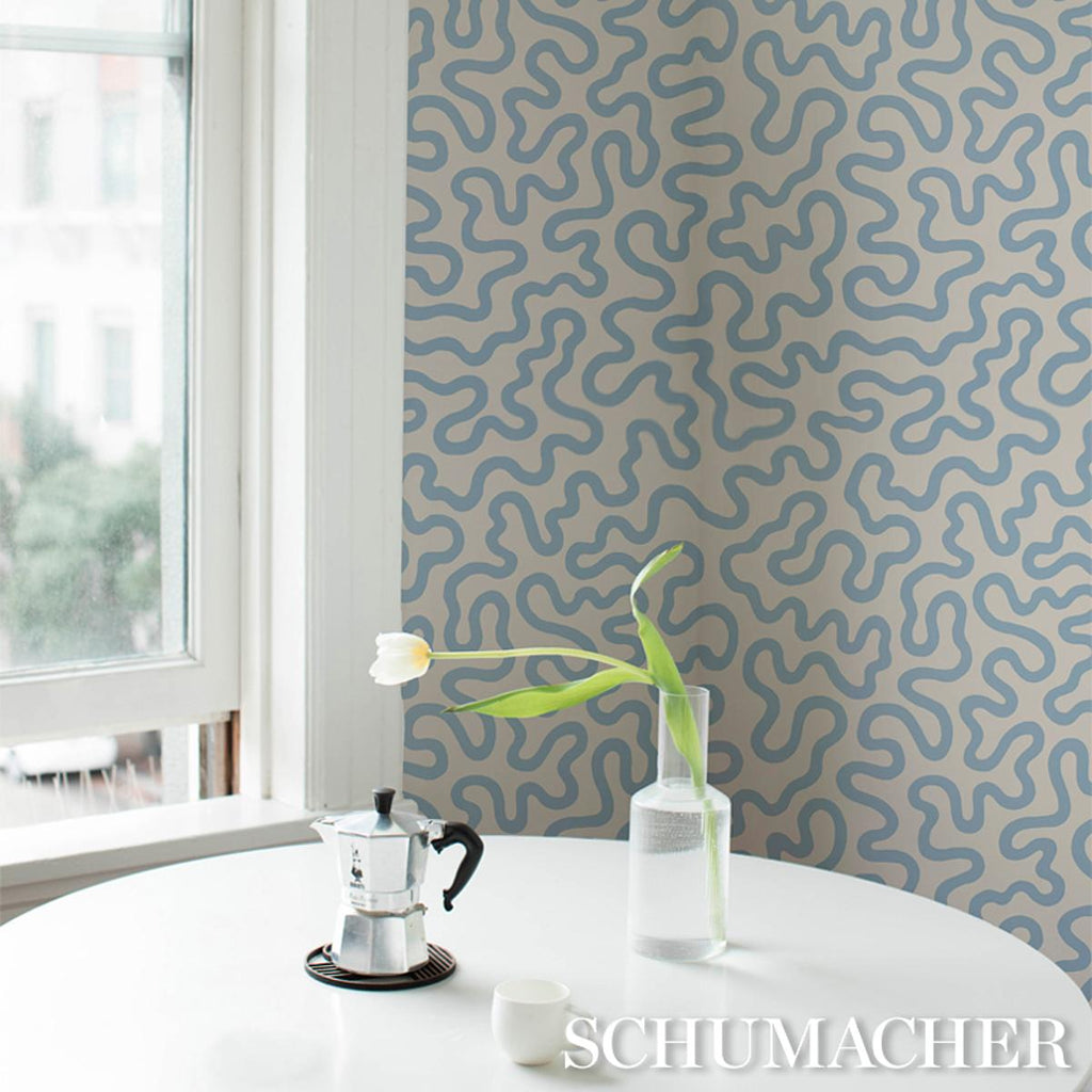Schumacher Riley Sky On Ivory Wallpaper