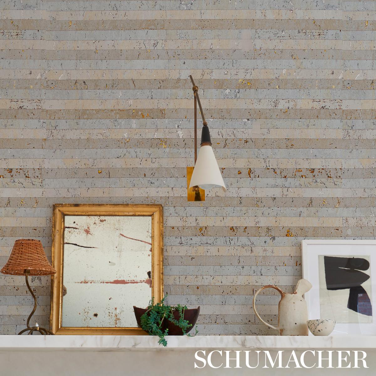 Schumacher Cork Stripe White Wallpaper