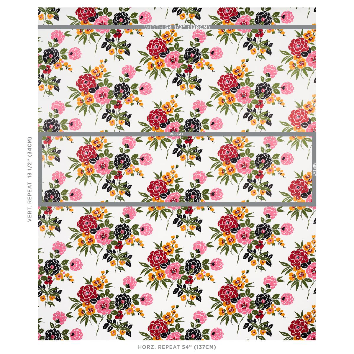 Schumacher Valentina Floral Multi On White Wallpaper