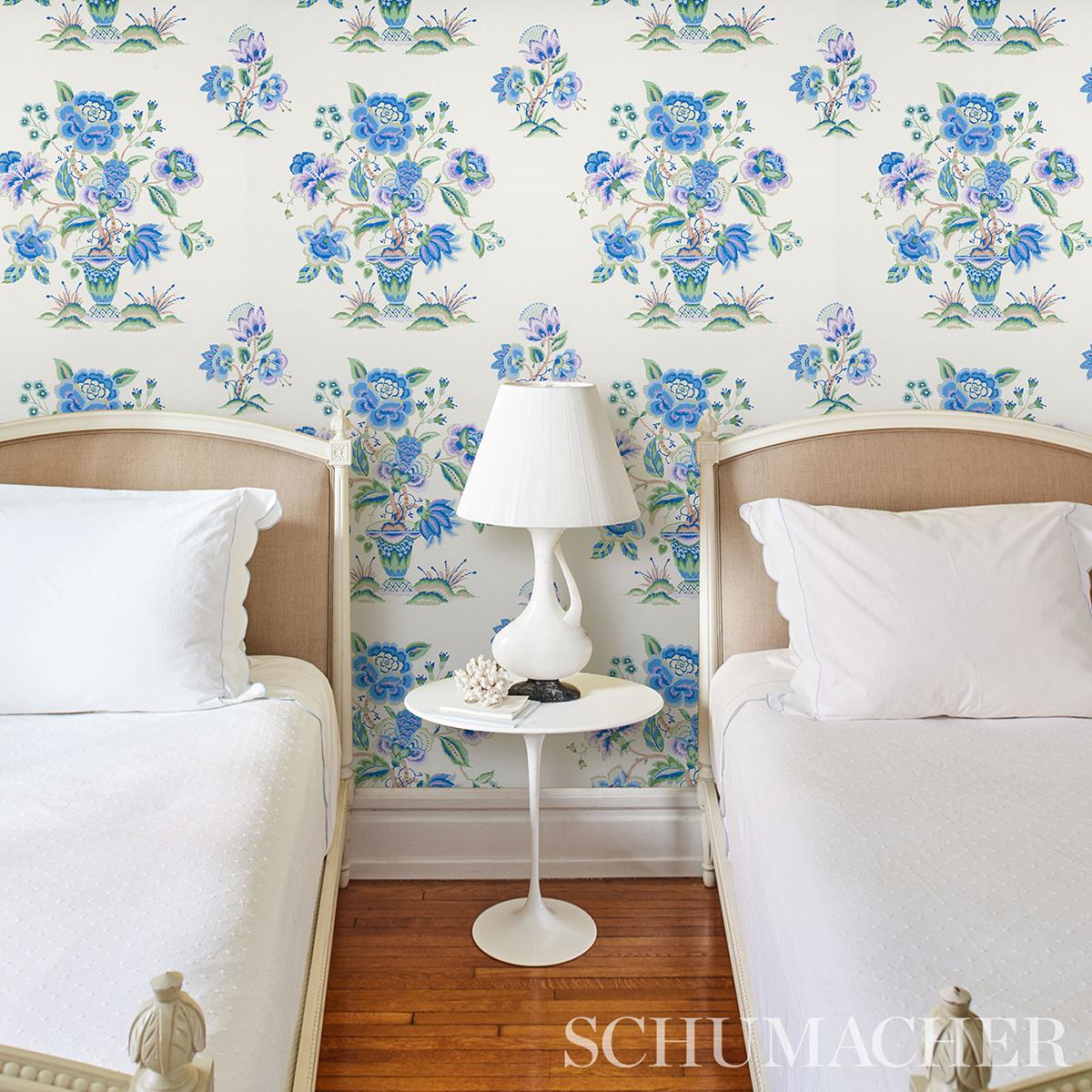 Schumacher Ashford Cornflower & Lilac Wallpaper