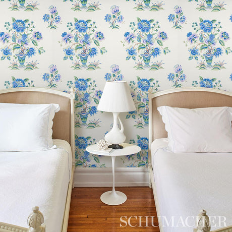 Schumacher Ashford Cornflower & Lilac Wallpaper