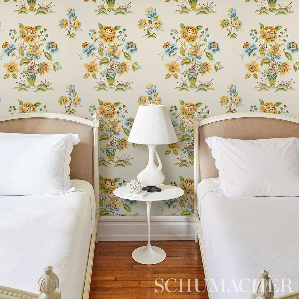 Schumacher Ashford Ochre & Sky Wallpaper
