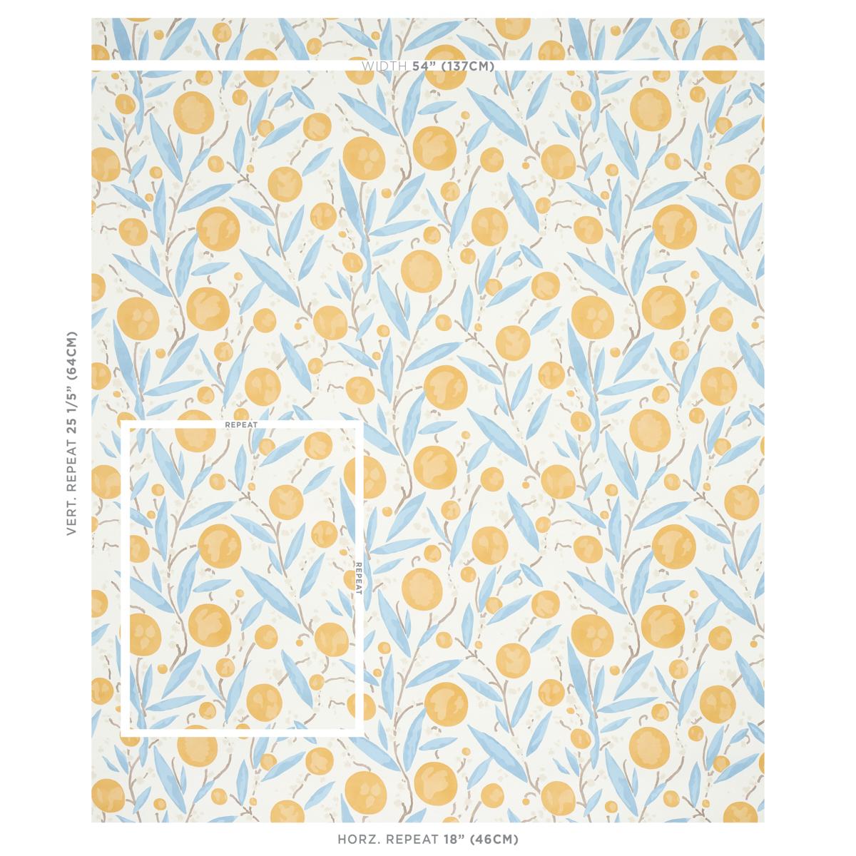 Schumacher Mirabelle Yellow & Sky Wallpaper
