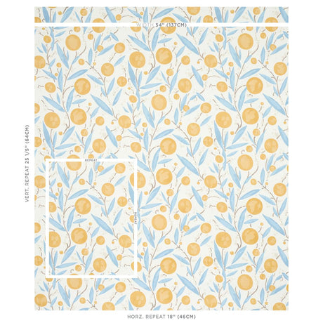 Schumacher Mirabelle Yellow & Sky Wallpaper