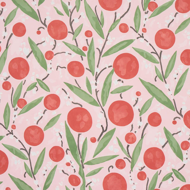 Schumacher Mirabelle Cherry & Blush Wallpaper