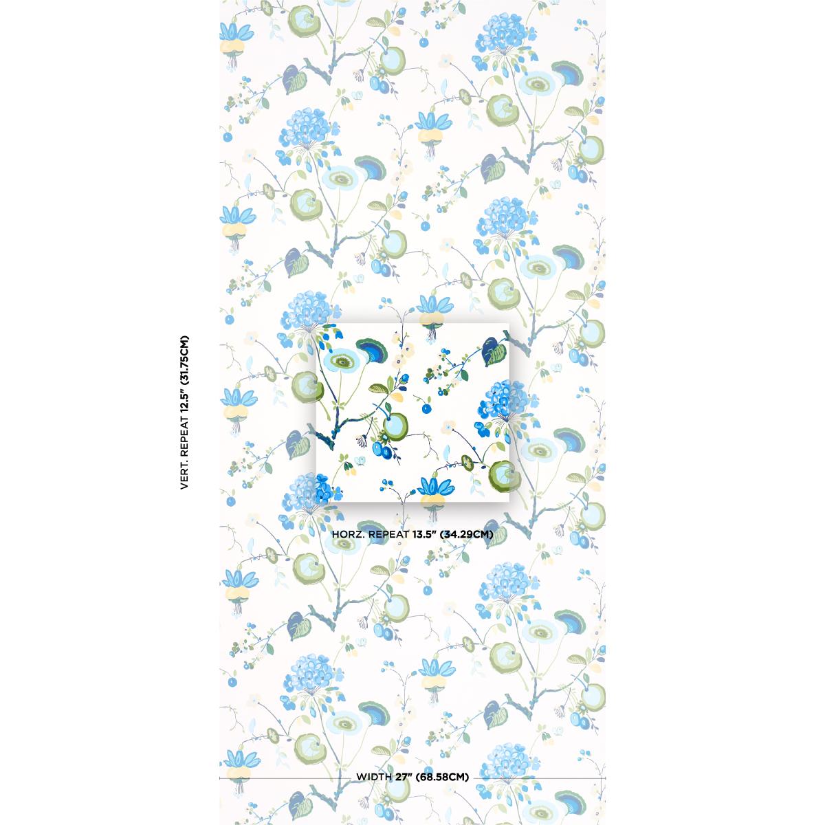 Schumacher Vasily Green & Blue Wallpaper