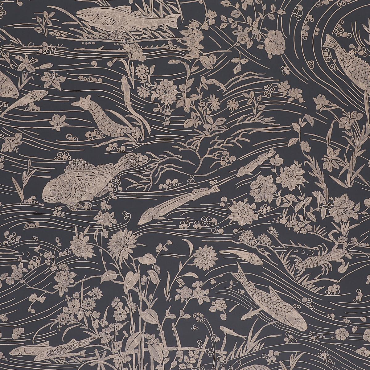 Schumacher Sea Garden Charcoal Wallpaper