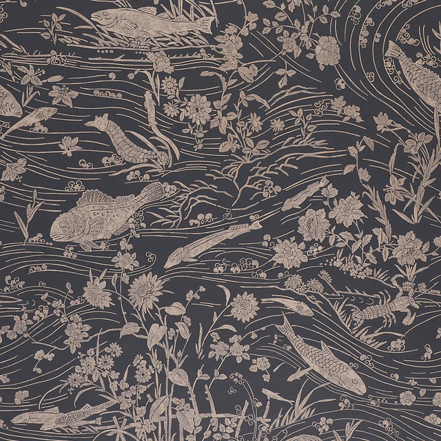 Schumacher Sea Garden Charcoal Wallpaper