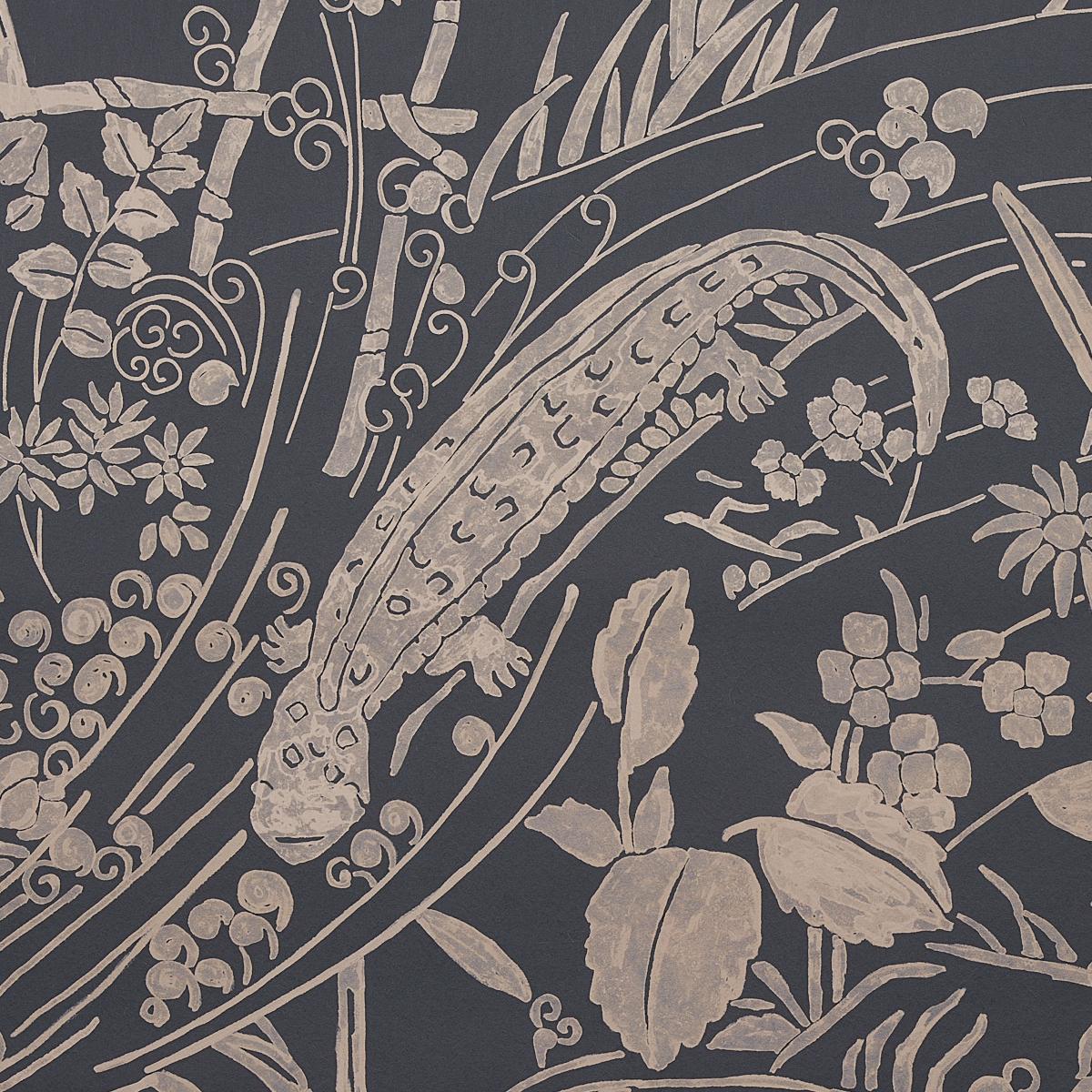 Schumacher Sea Garden Charcoal Wallpaper