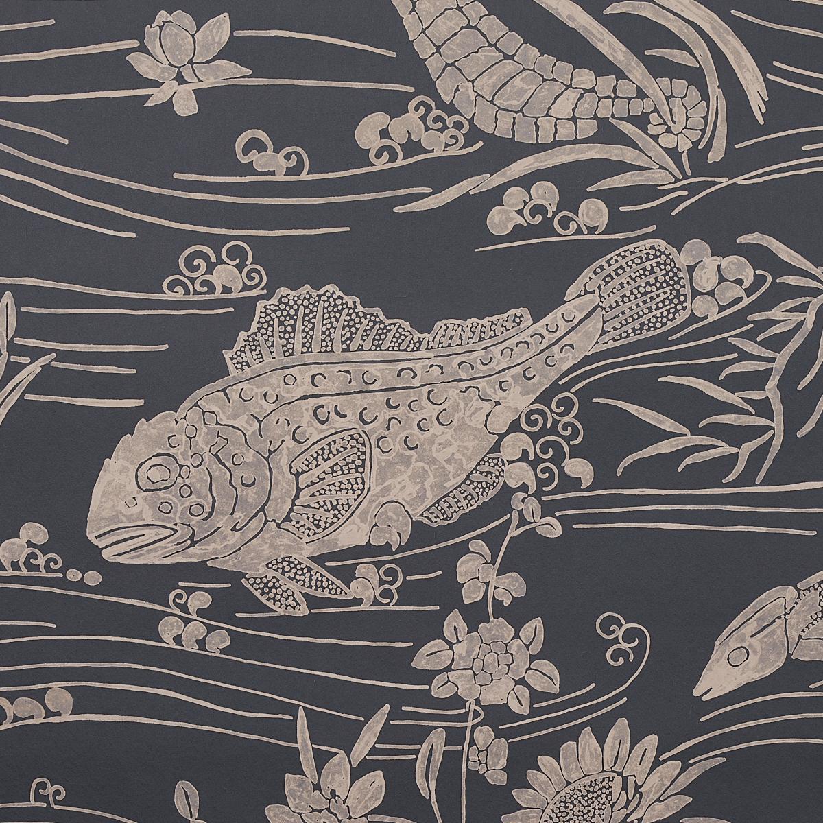 Schumacher Sea Garden Charcoal Wallpaper