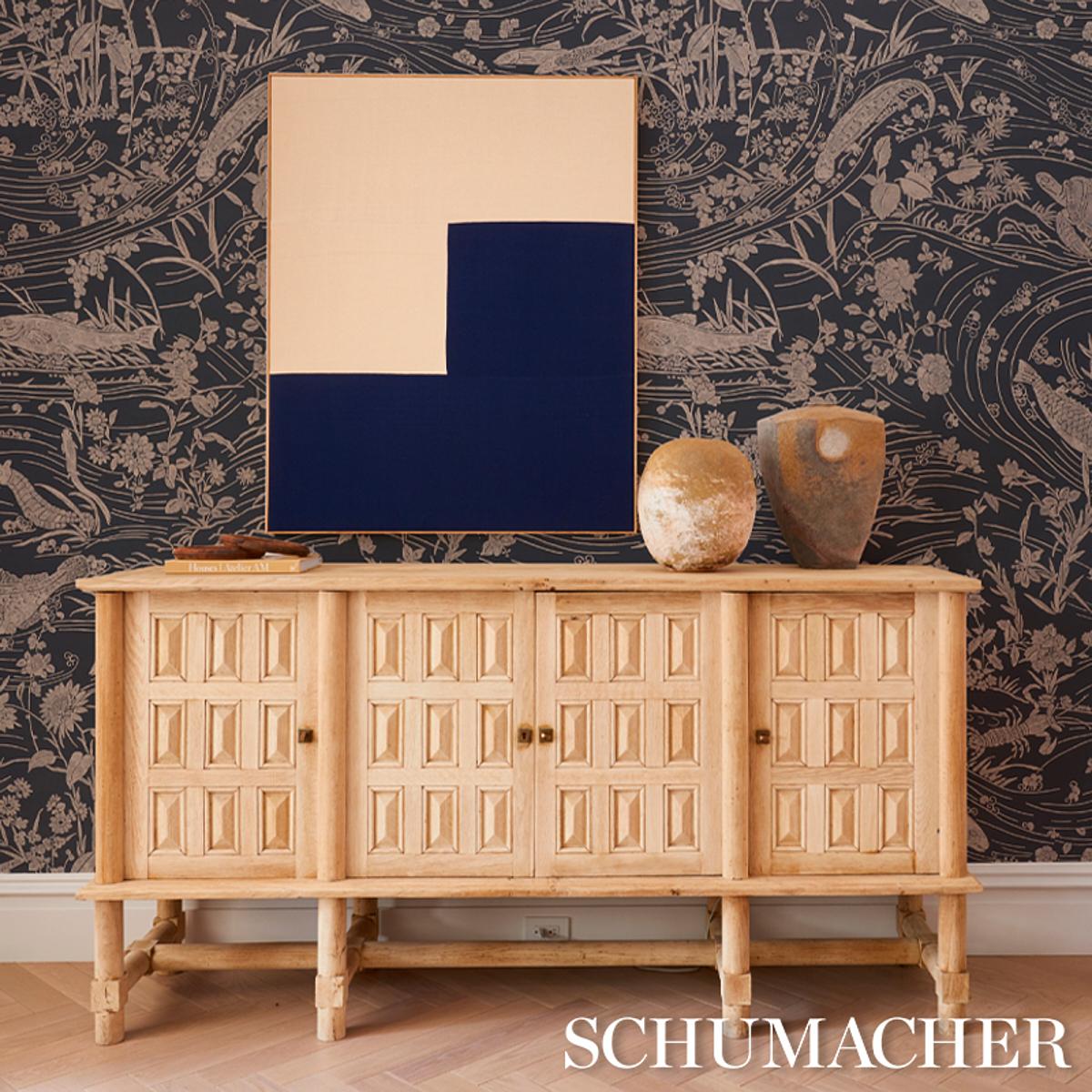 Schumacher Sea Garden Charcoal Wallpaper