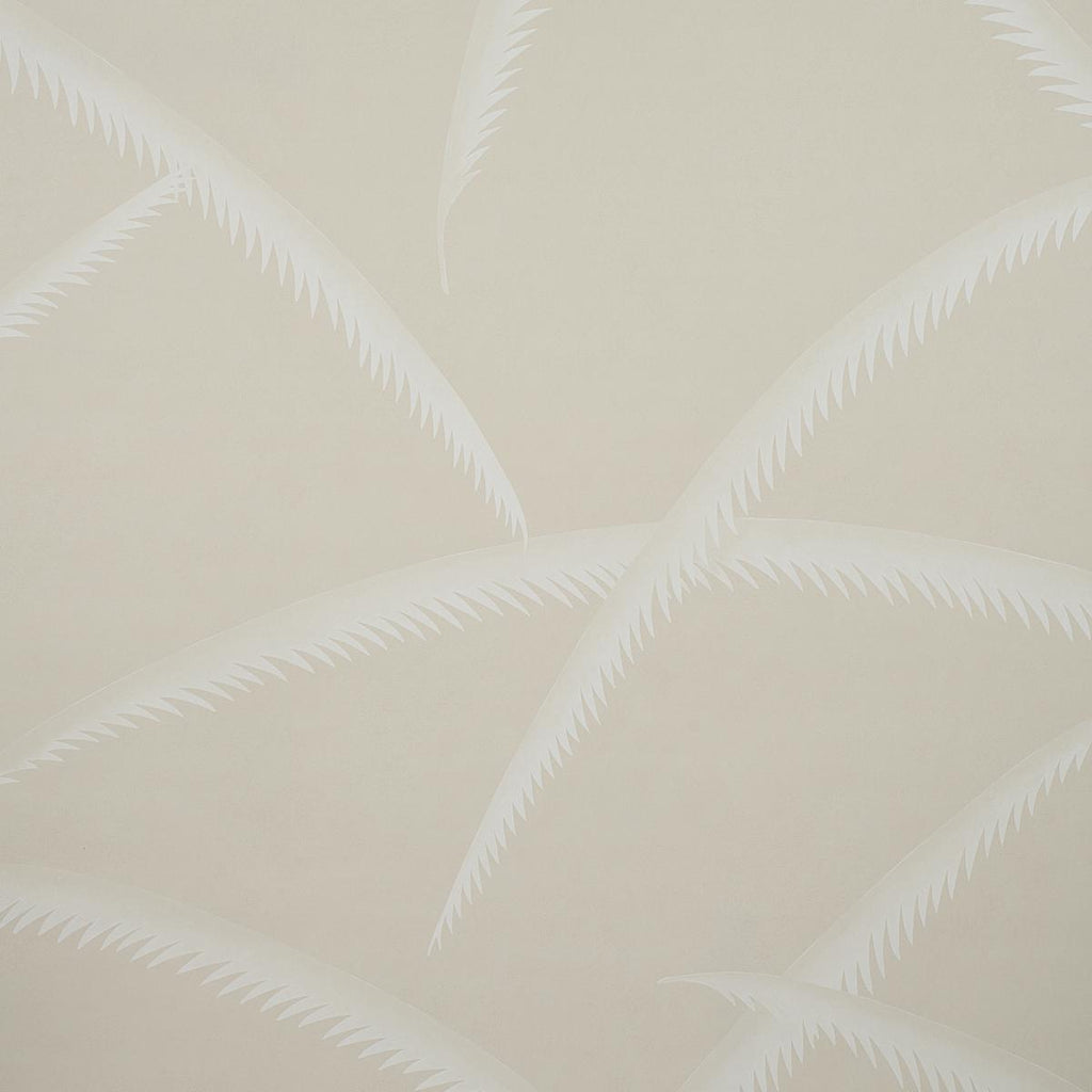Schumacher Deco Palms Ivory On Natural Wallpaper