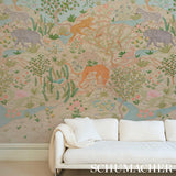 Schumacher Finches Jungle Panel Set Parchment Wallpaper