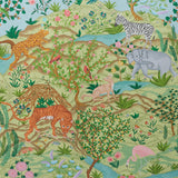 Schumacher Finches Jungle Panel Set Verdant Wallpaper