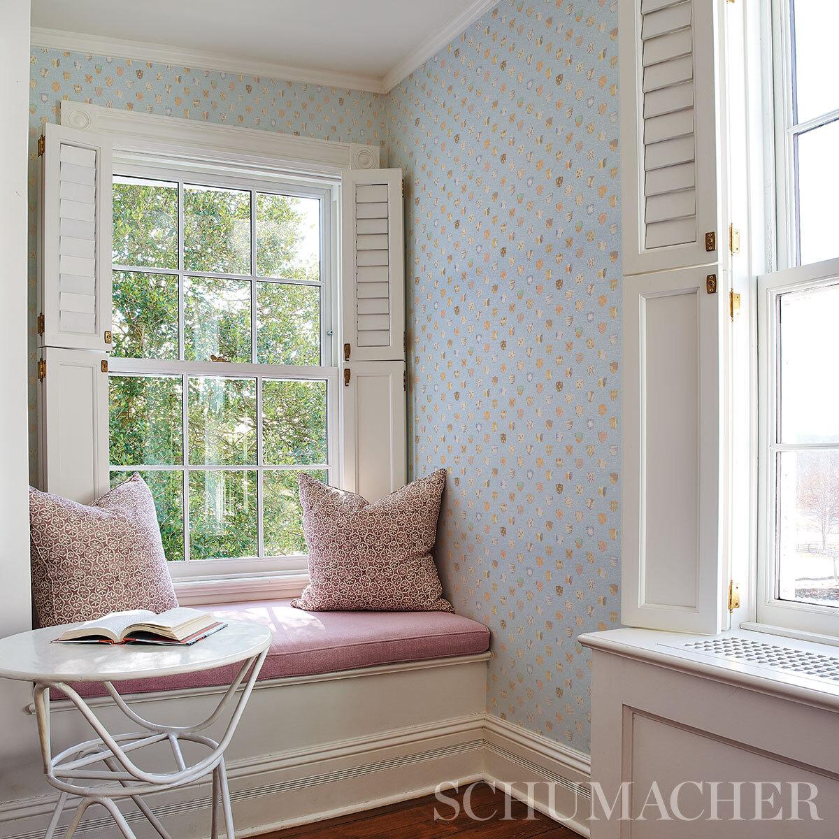 Schumacher Heraldic Oxford Blue Wallpaper