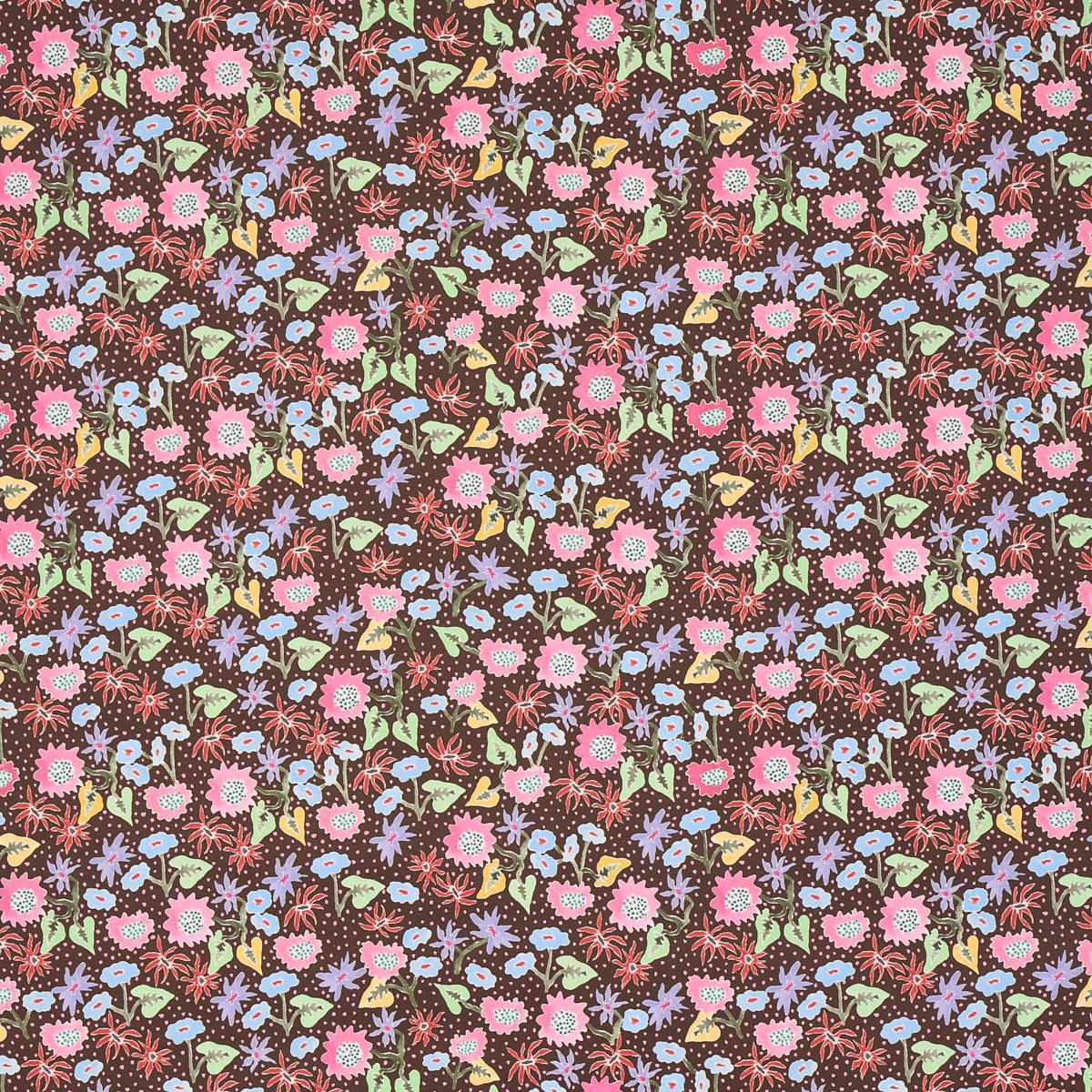 Schumacher Calico Multi On Brown Wallpaper