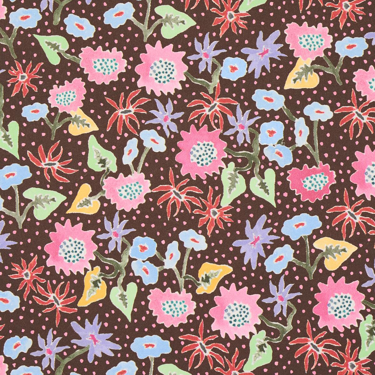 Schumacher Calico Multi On Brown Wallpaper