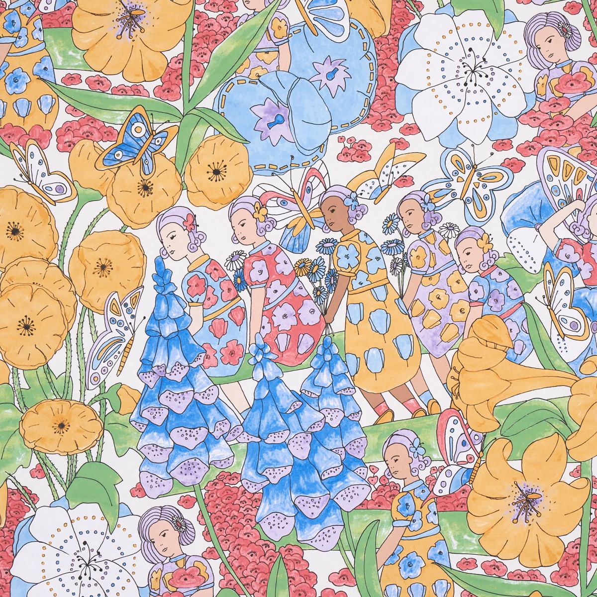 Schumacher Fairie Garden Yellow And Ivory Wallpaper