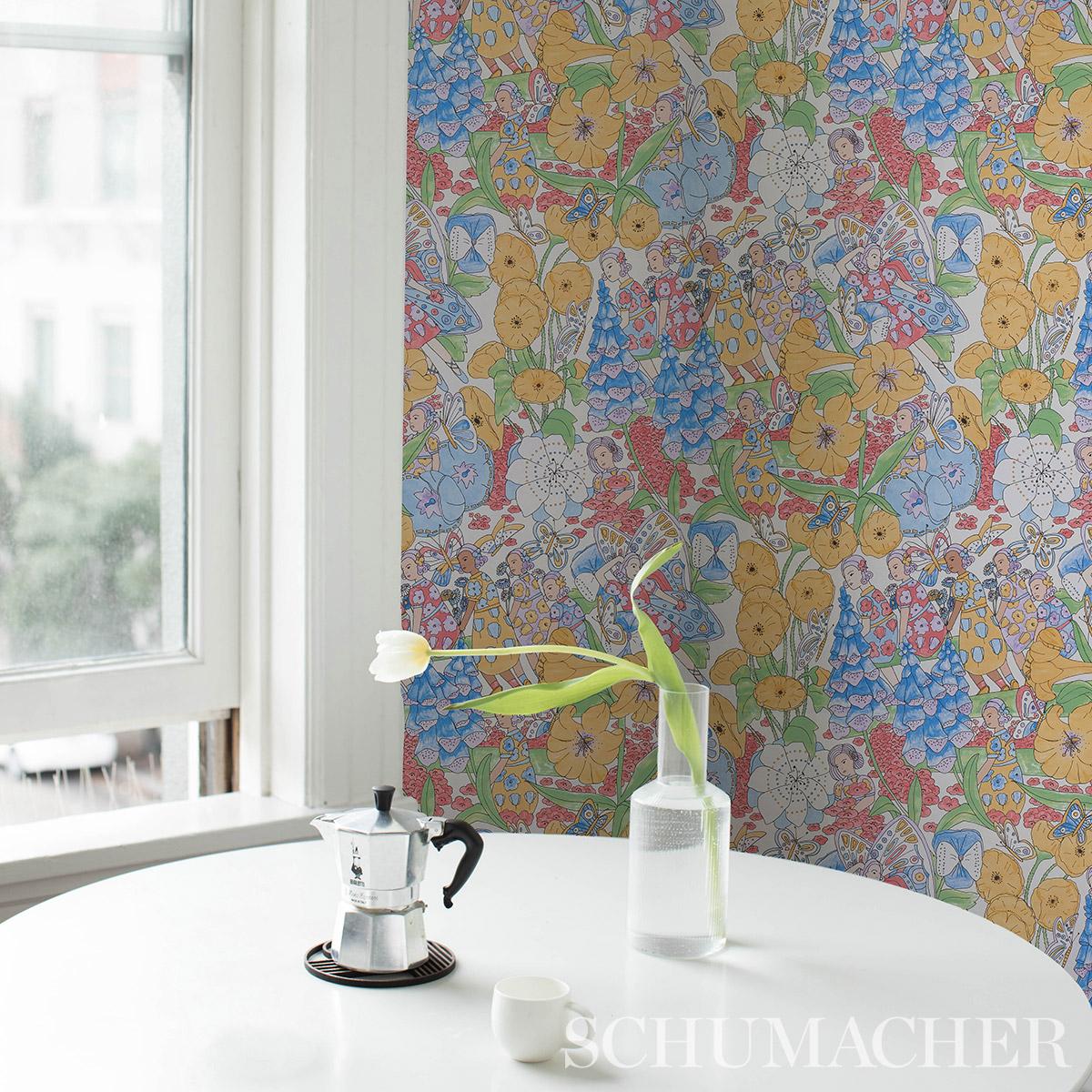 Schumacher Fairie Garden Yellow And Ivory Wallpaper
