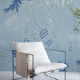 Schumacher Haven Teal And Navy Wallpaper