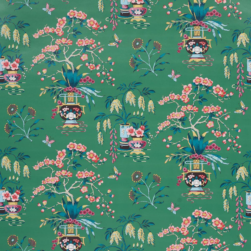 Schumacher Ming Vase Jade Wallpaper