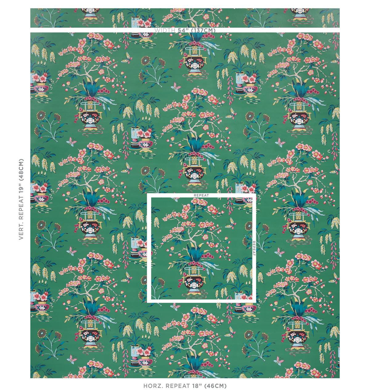 Schumacher Ming Vase Jade Wallpaper