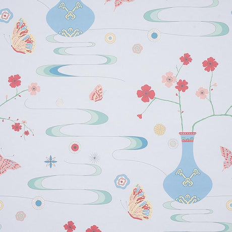 Schumacher Fantasia Hyacinth Blue Wallpaper