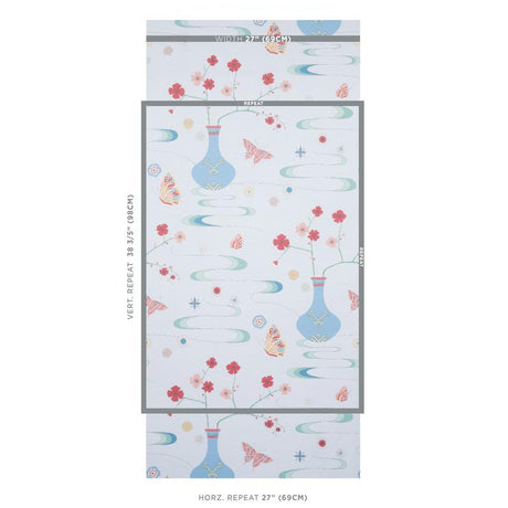 Schumacher Fantasia Hyacinth Blue Wallpaper