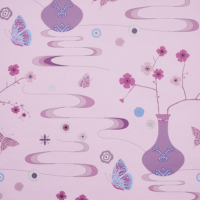 Schumacher Fantasia Peony Pink Wallpaper