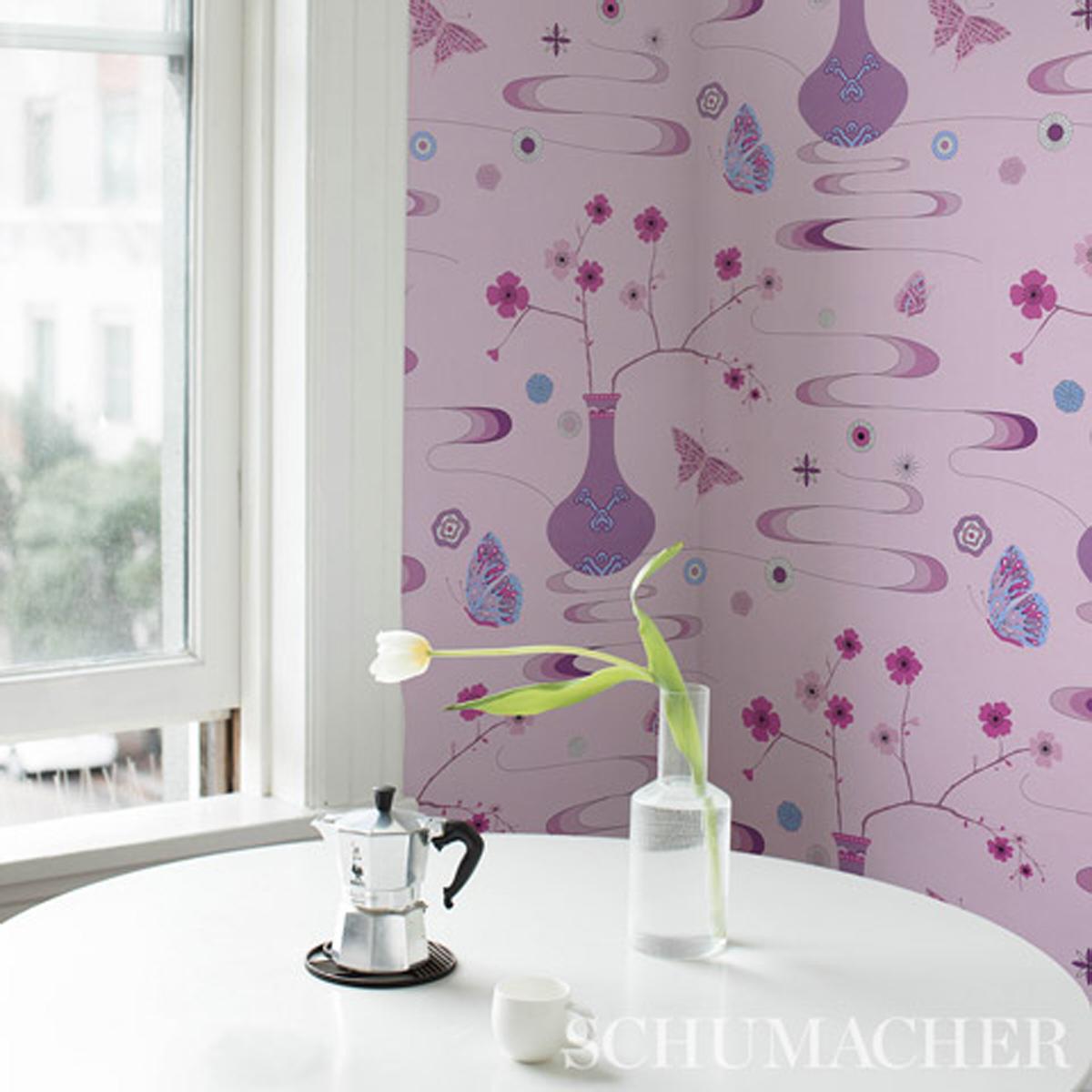 Schumacher Fantasia Peony Pink Wallpaper