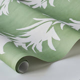 Schumacher Backdrop X Schumacher White Lotus Soft Green Wallpaper