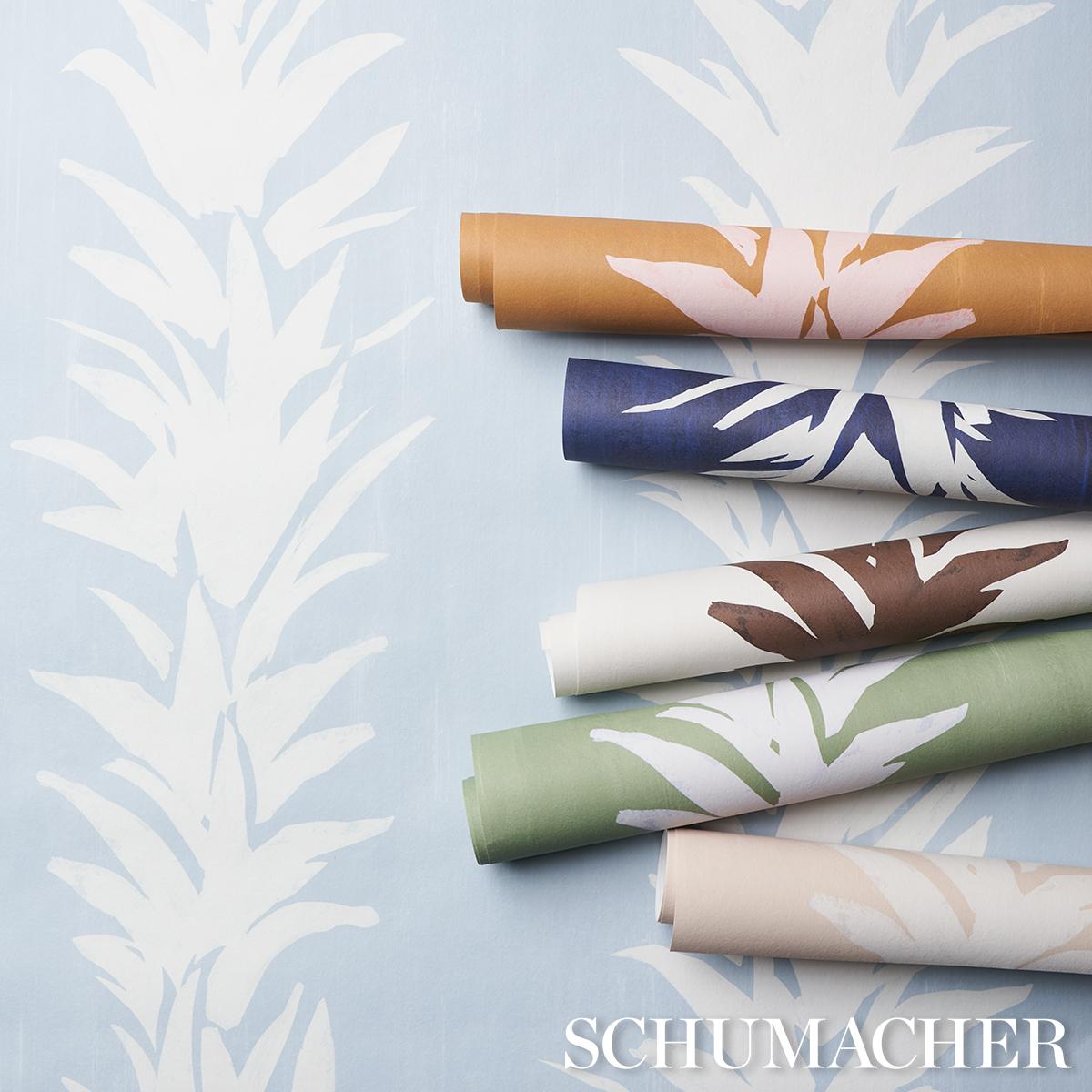 Schumacher Backdrop X Schumacher White Lotus Soft Green Wallpaper