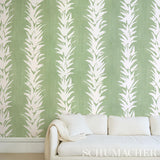 Schumacher Backdrop X Schumacher White Lotus Soft Green Wallpaper