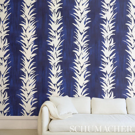 Schumacher Backdrop X Schumacher White Lotus Cobalt Wallpaper