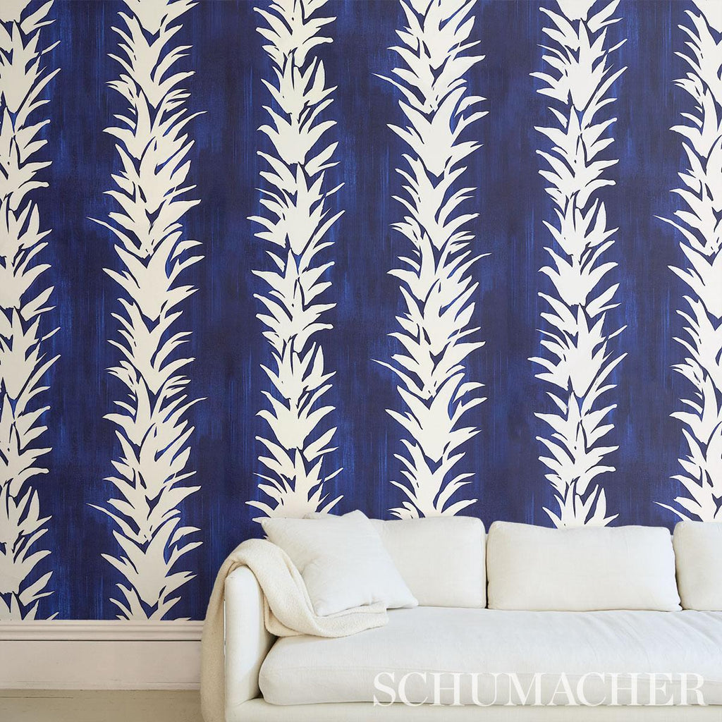 Schumacher White Lotus Cobalt Wallpaper
