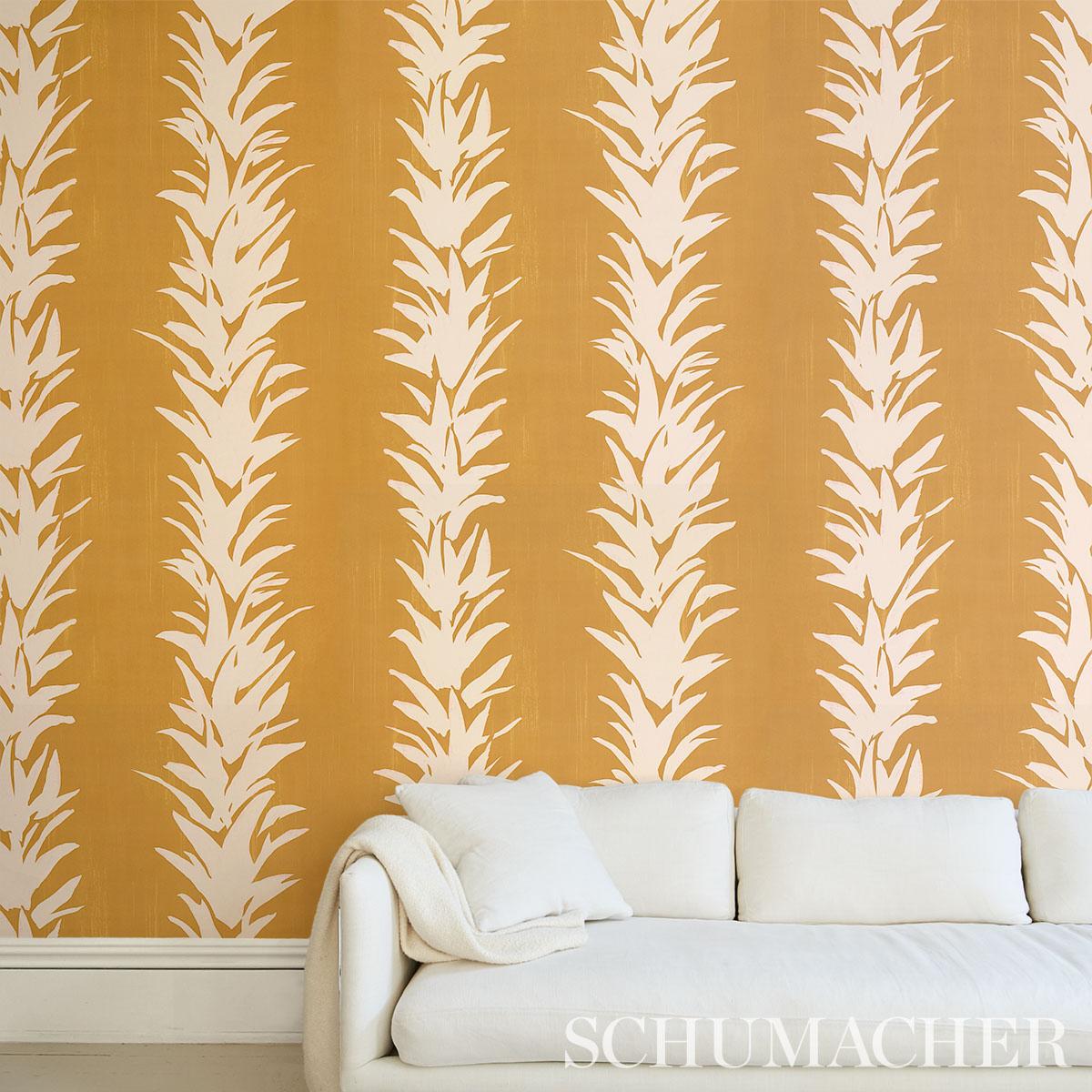 Schumacher Backdrop X Schumacher White Lotus Deep Yellow Wallpaper