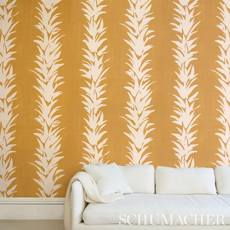 Schumacher Backdrop X Schumacher White Lotus Deep Yellow Wallpaper