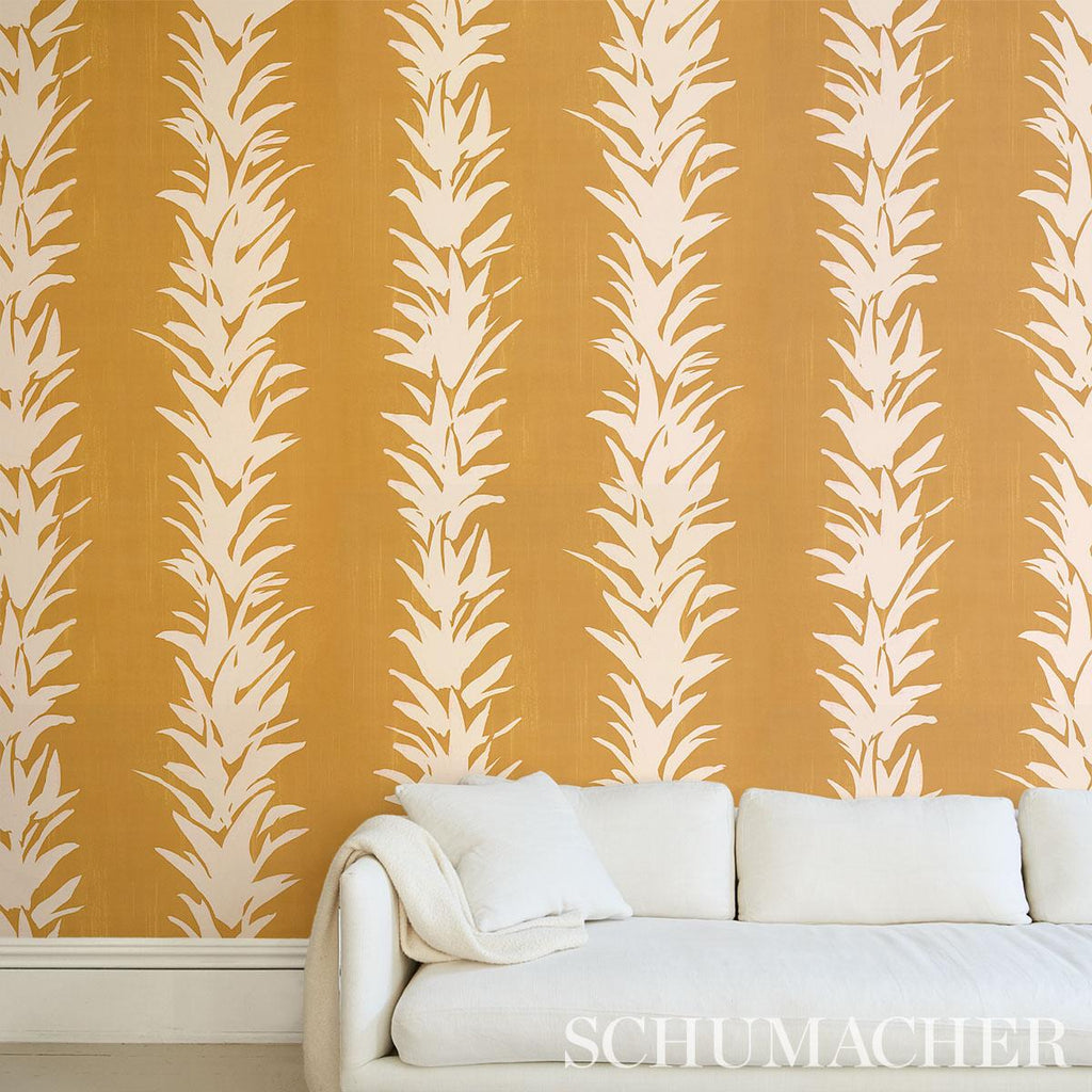 Schumacher White Lotus Deep Yellow Wallpaper
