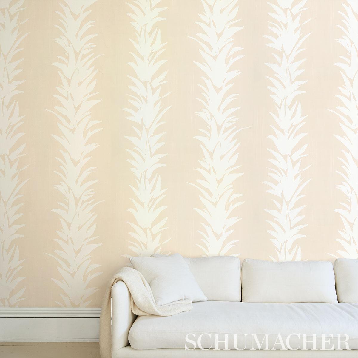 Schumacher Backdrop X Schumacher White Lotus Sand Wallpaper