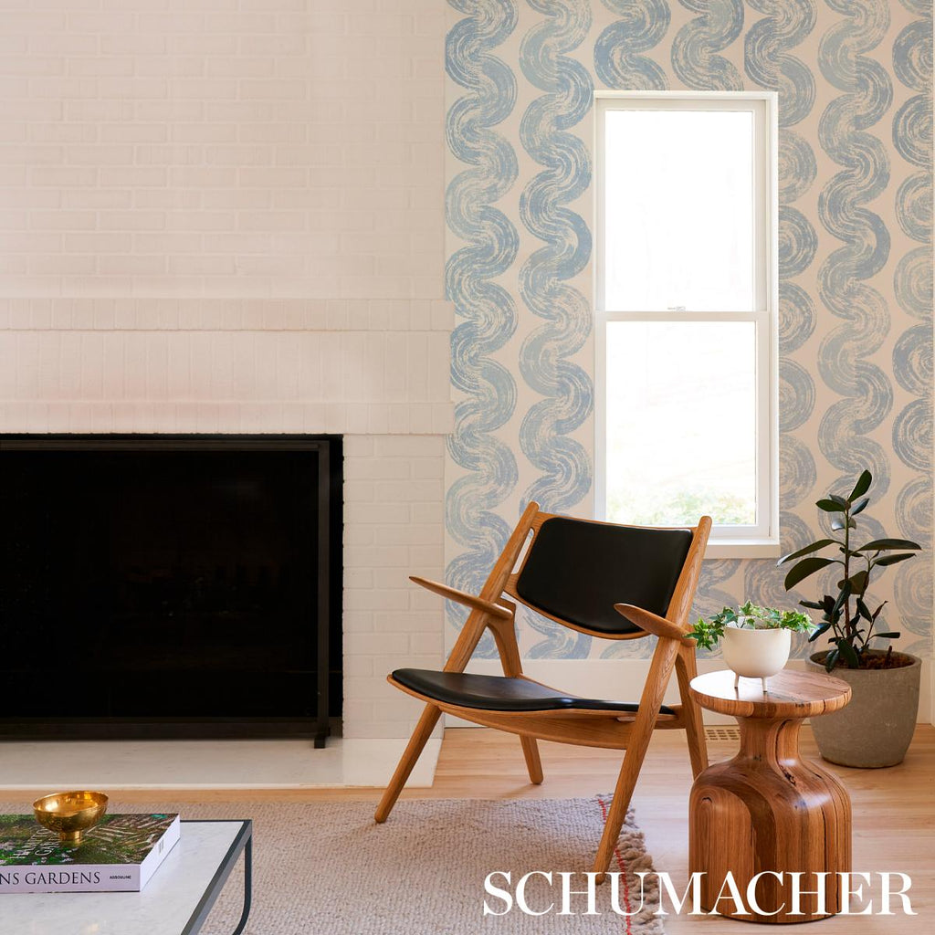 Schumacher 1975 Soft Blue Wallpaper