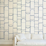 Schumacher Backdrop X Schumacher Bloomsbury Slate Wallpaper