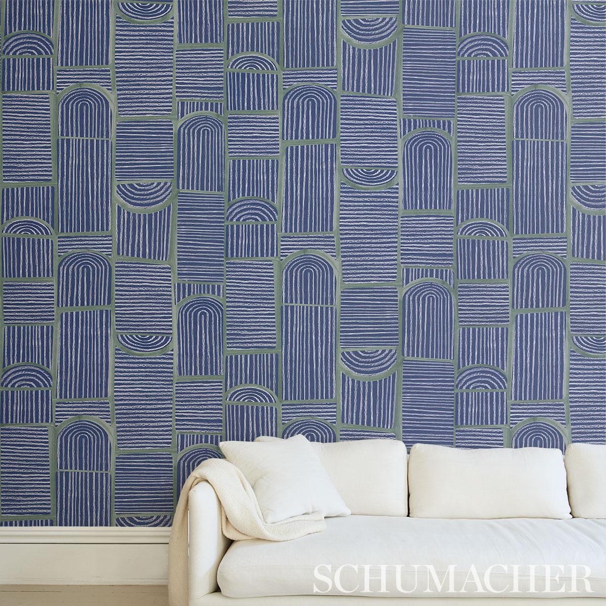 Schumacher Backdrop X Schumacher Bloomsbury Deep Navy Wallpaper