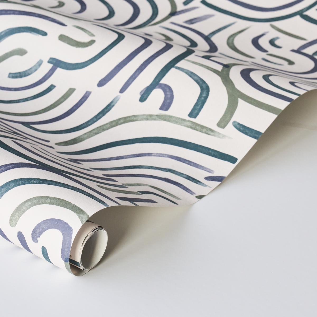 Schumacher Backdrop X Schumacher New Beat Blue & Green Wallpaper